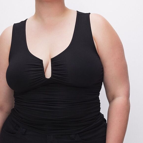 Good American NWT SLINKY JERSEY U BAR TANK TOP Black Size L - Picture 8 of 9